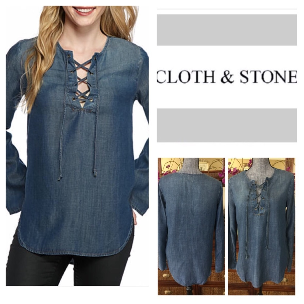 Anthropologie Cloth & Stone Lace Up Top.